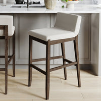 Gracie Tabouret de bar moderne, chaise rembourrée en bouclette et pieds en bois brossé