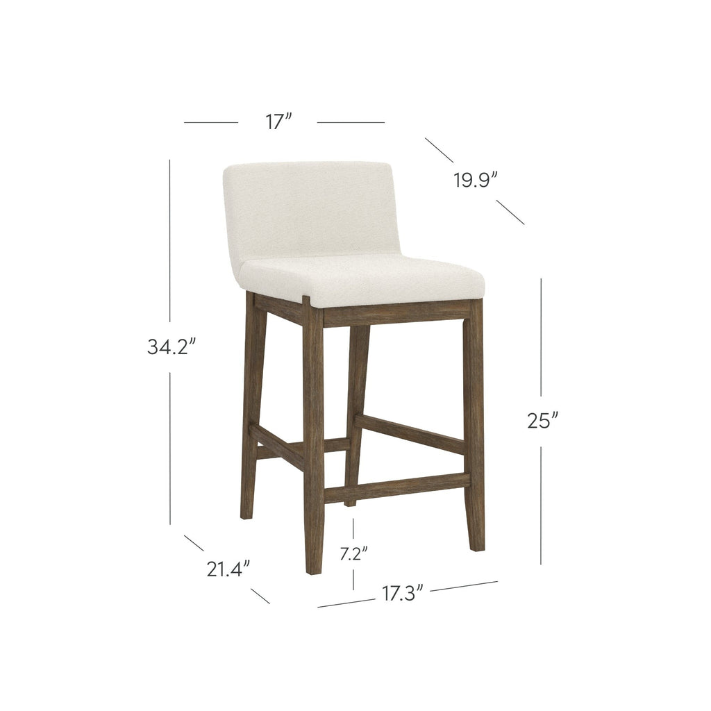 Gracie Tabouret de bar moderne, chaise rembourrée en bouclette et pieds en bois brossé