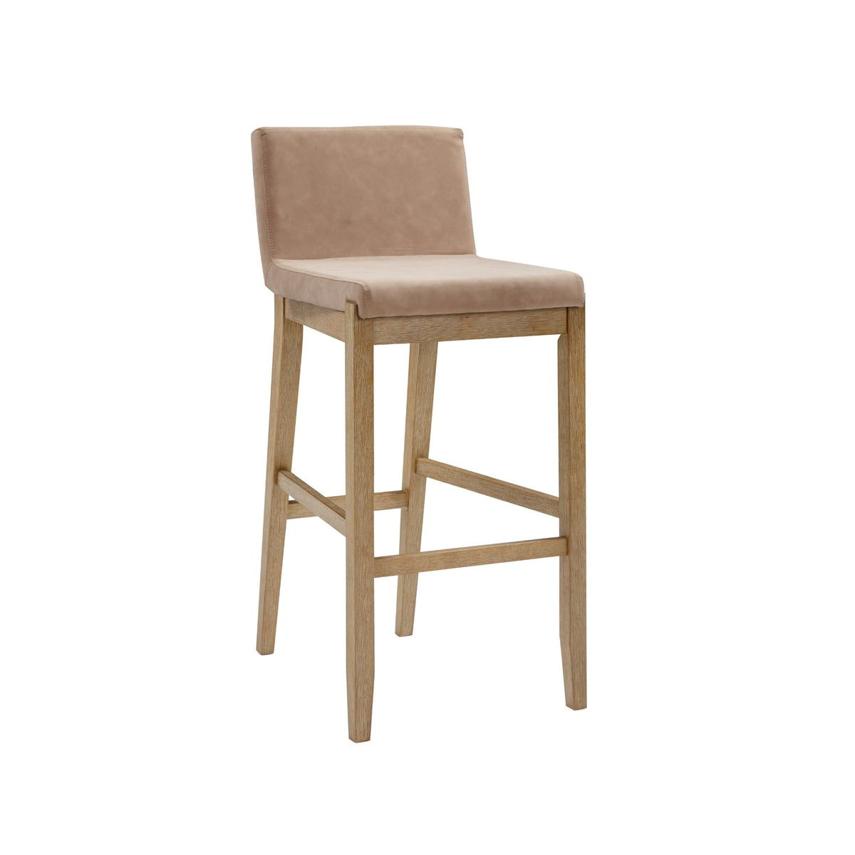 Gracie Tabouret de bar moderne, chaise rembourrée en bouclette et pieds en bois brossé