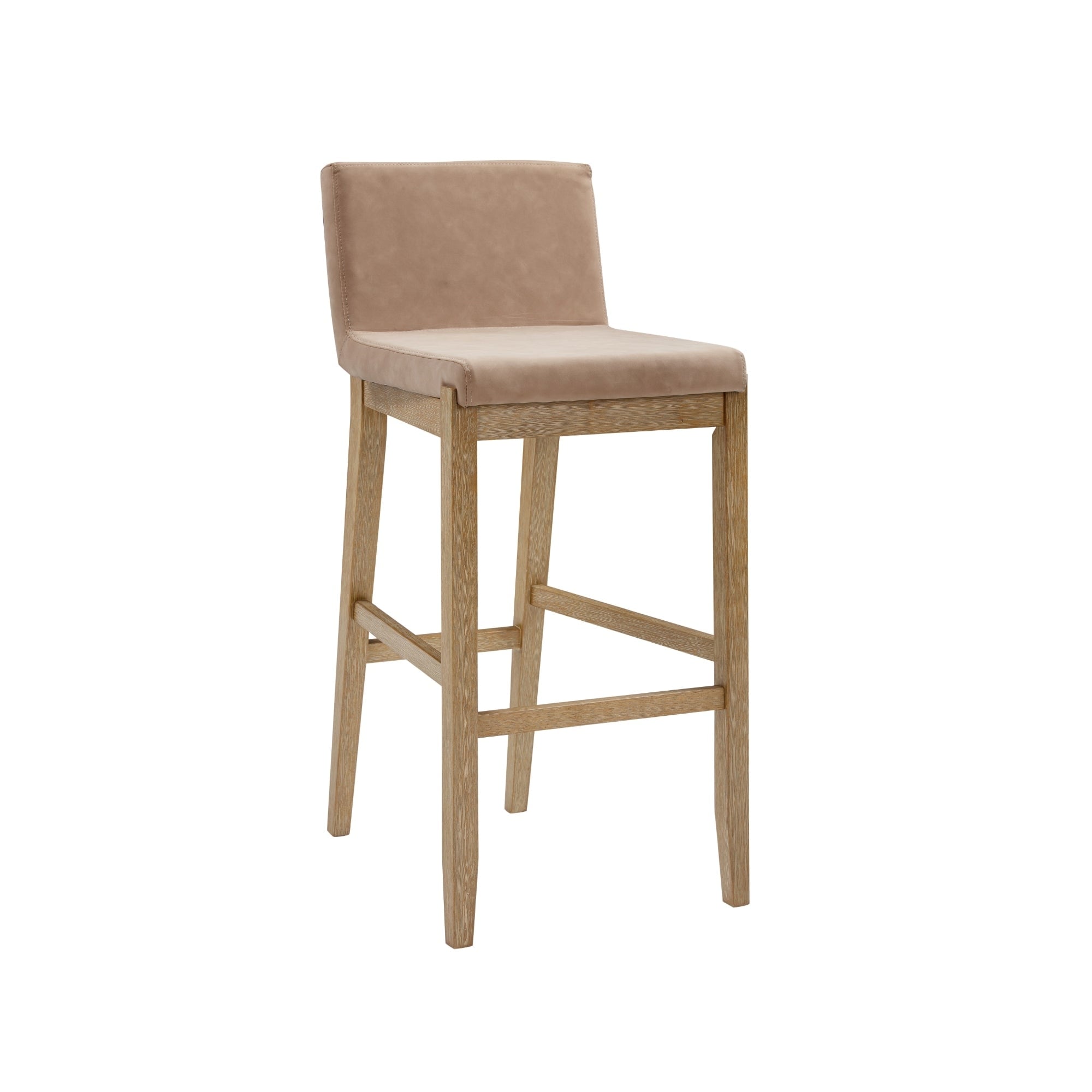 Gracie Tabouret de bar moderne, chaise rembourrée en bouclette et pieds en bois brossé
