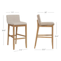 Gracie Tabouret de bar moderne, chaise rembourrée en bouclette et pieds en bois brossé