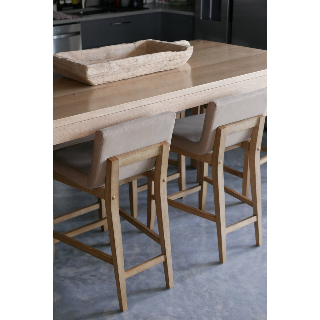 Gracie Tabouret de bar moderne, chaise rembourrée en bouclette et pieds en bois brossé