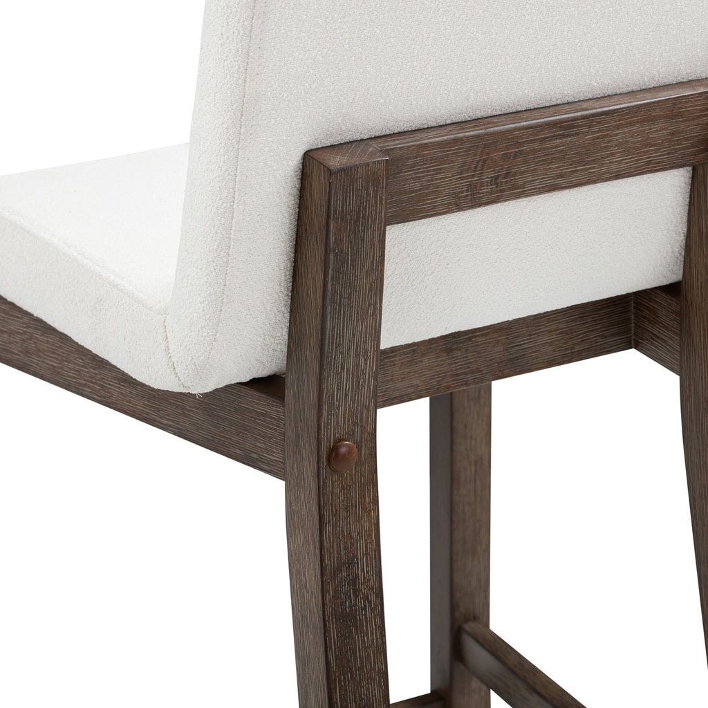 Gracie Tabouret de bar moderne, chaise rembourrée en bouclette et pieds en bois brossé