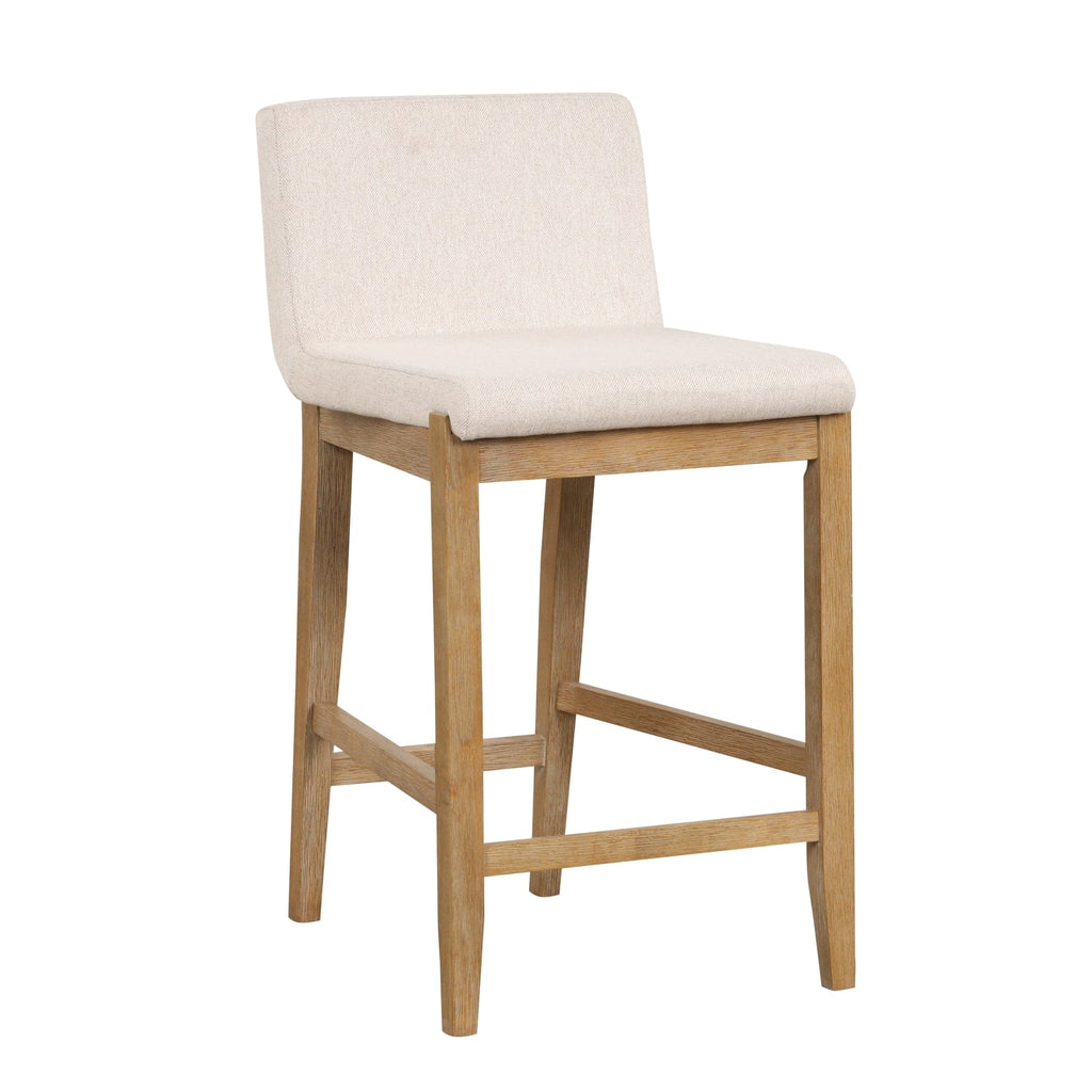 Gracie Tabouret de bar moderne, chaise rembourrée en bouclette et pieds en bois brossé