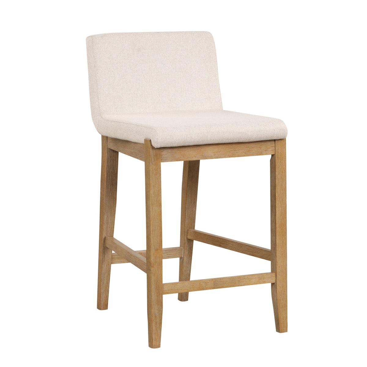 Gracie Tabouret de bar moderne, chaise rembourrée en bouclette et pieds en bois brossé