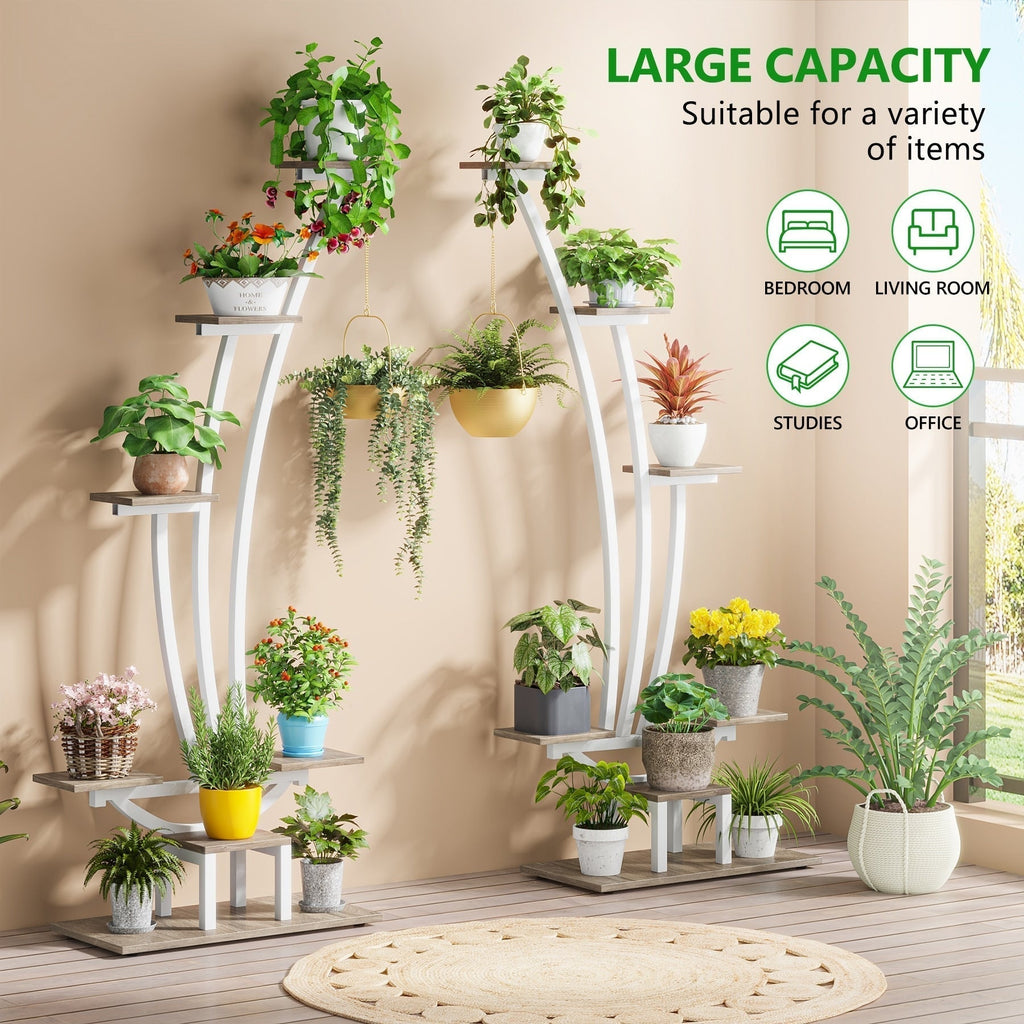 Support à plantes d'intérieur, étagère à fleurs 6 niveaux pour jardin domestique - lot de 2