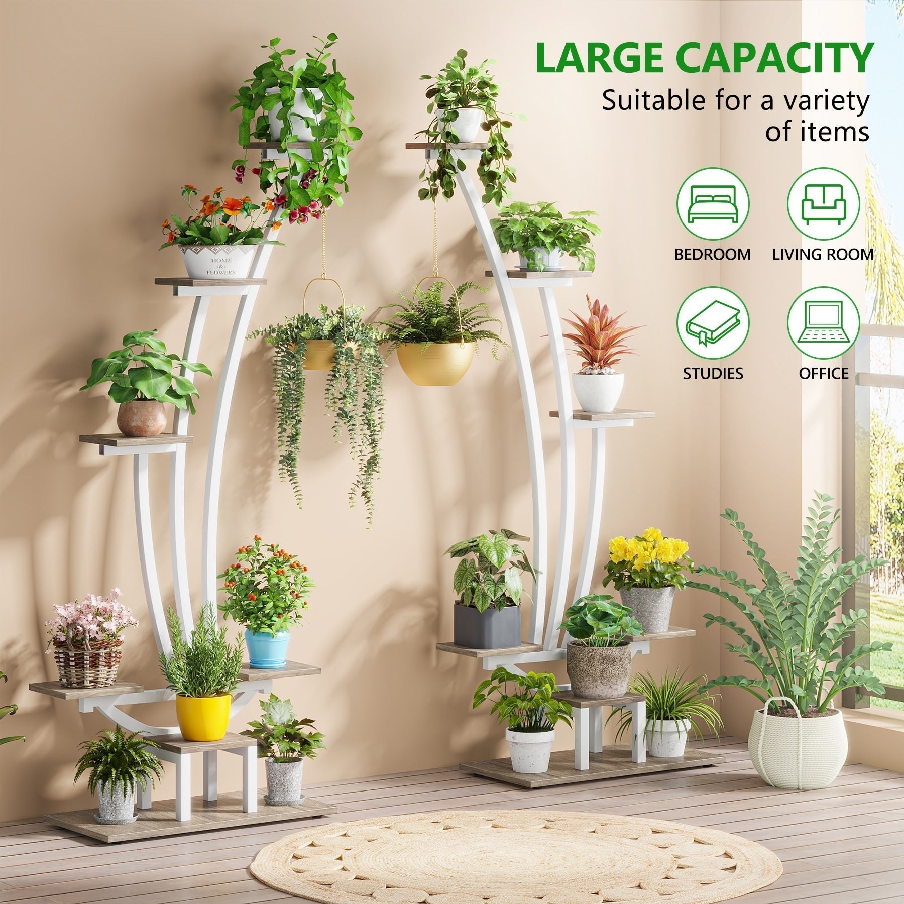 Support à plantes d'intérieur, étagère à fleurs 6 niveaux pour jardin domestique - lot de 2