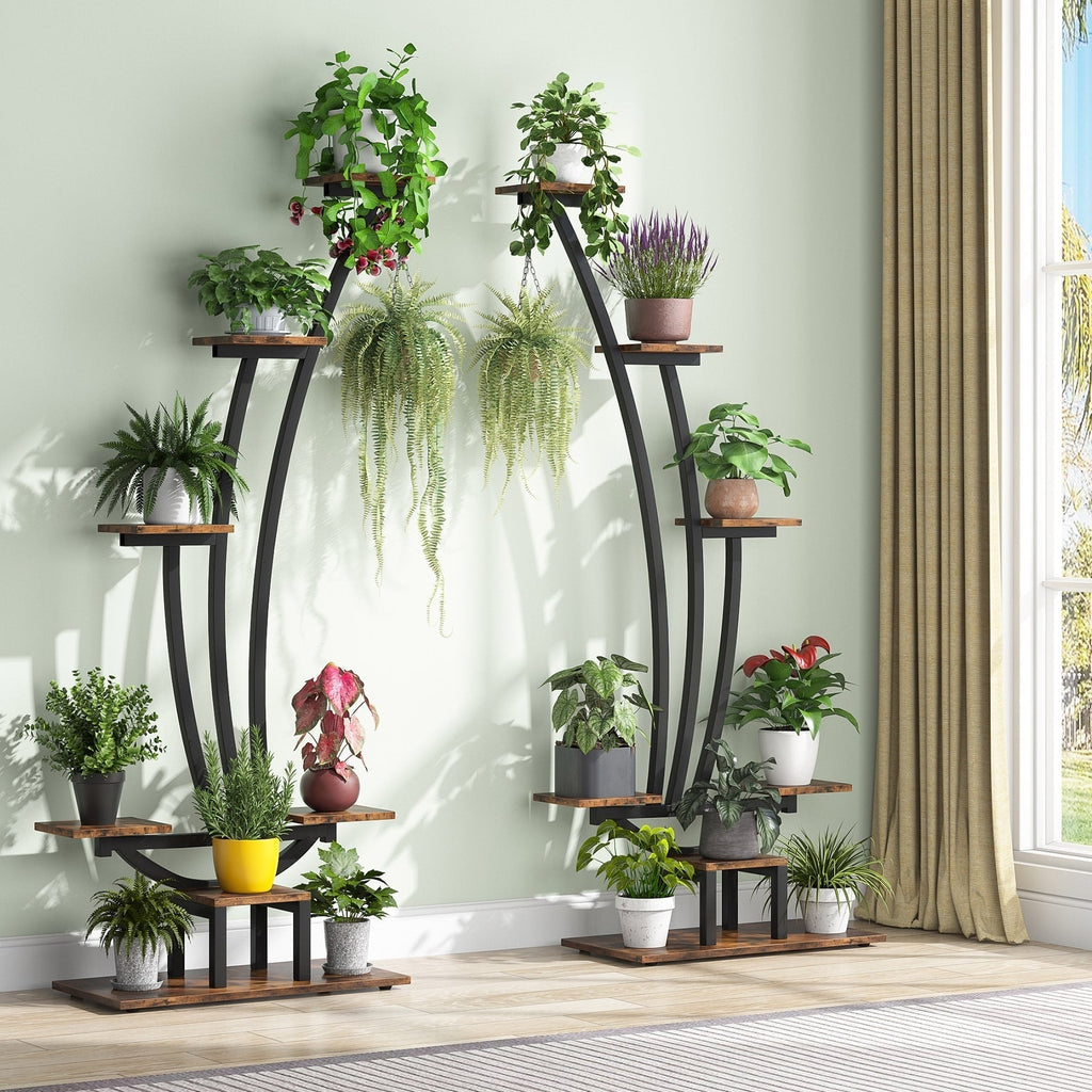 Support à plantes d'intérieur, étagère à fleurs 6 niveaux pour jardin domestique - lot de 2
