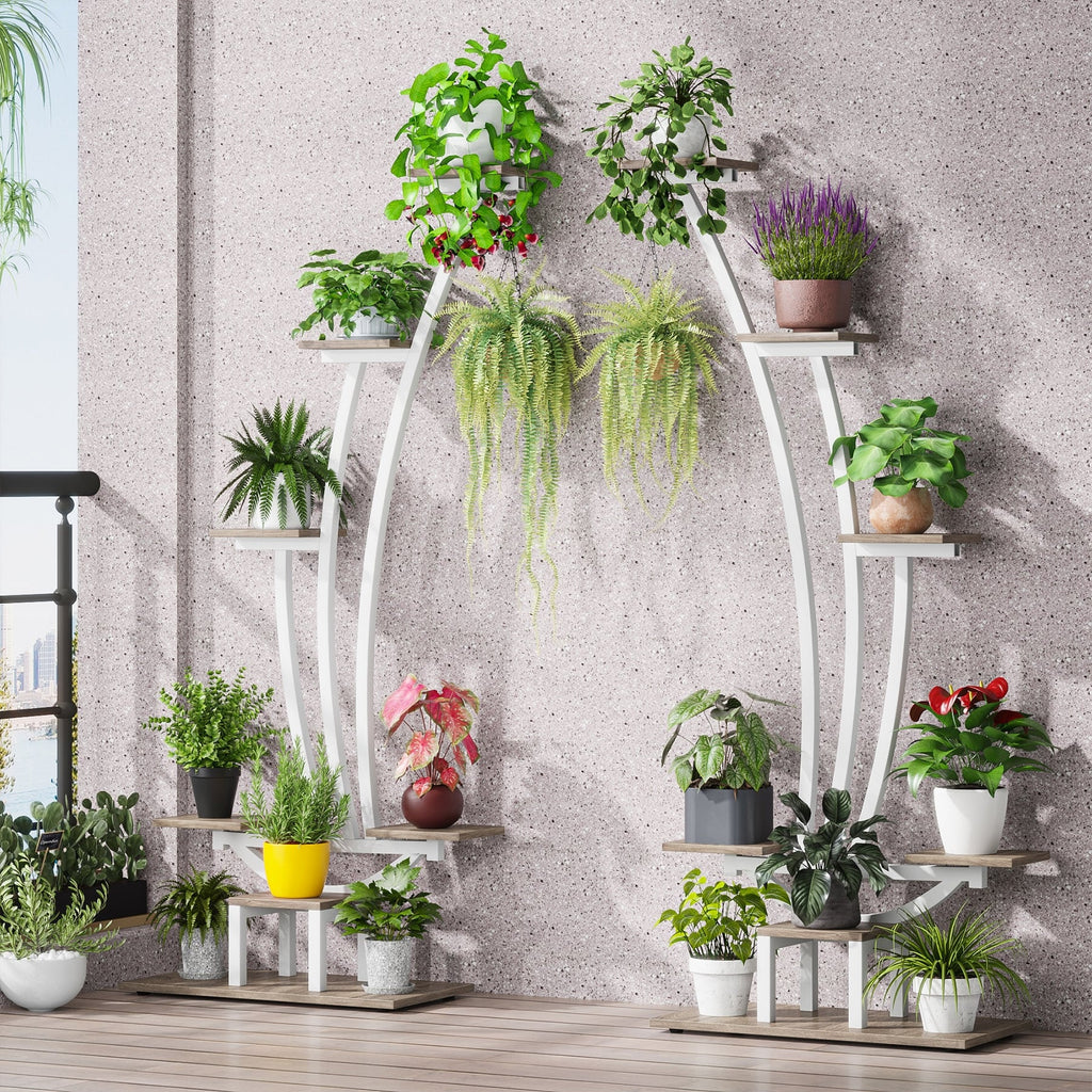 Support à plantes d'intérieur, étagère à fleurs 6 niveaux pour jardin domestique - lot de 2