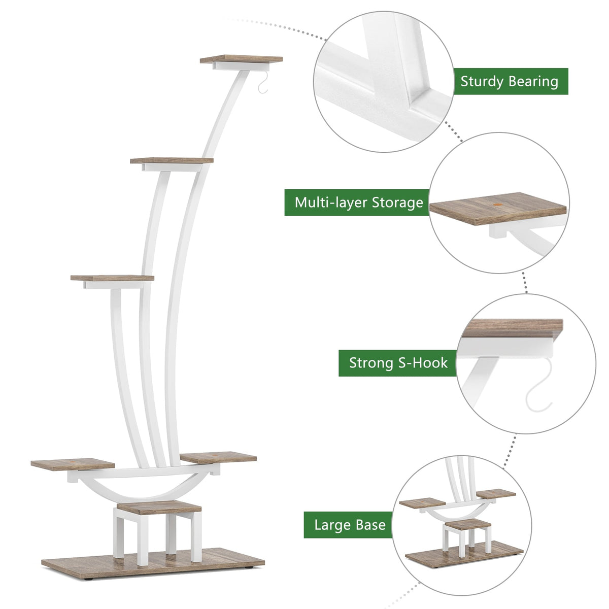 Support à plantes d'intérieur, étagère à fleurs 6 niveaux pour jardin domestique - lot de 2