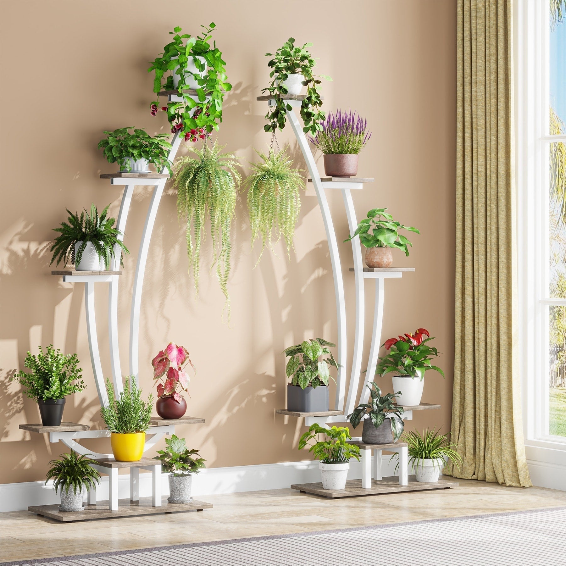 Support à plantes d'intérieur, étagère à fleurs 6 niveaux pour jardin domestique - lot de 2