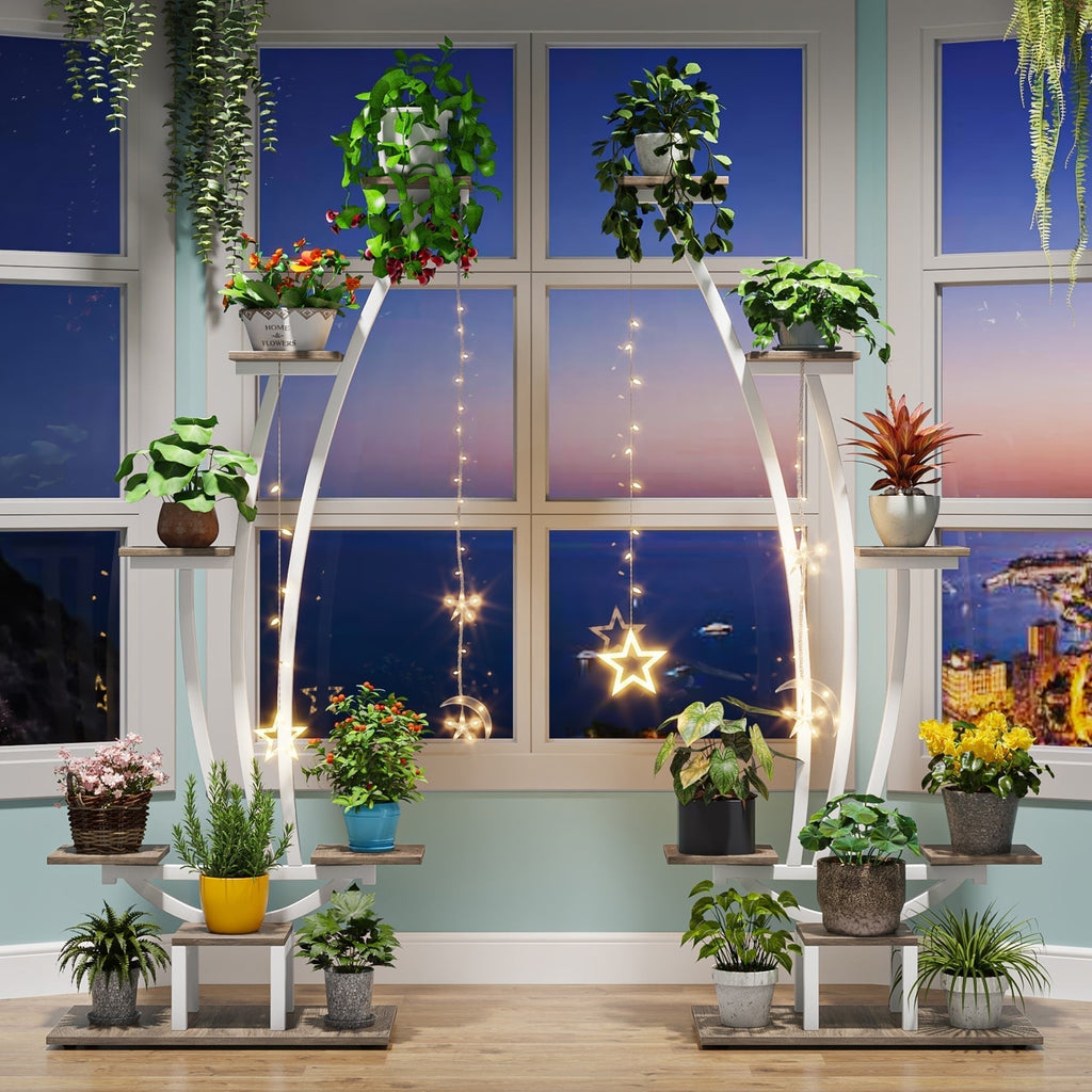 Support à plantes d'intérieur, étagère à fleurs 6 niveaux pour jardin domestique - lot de 2