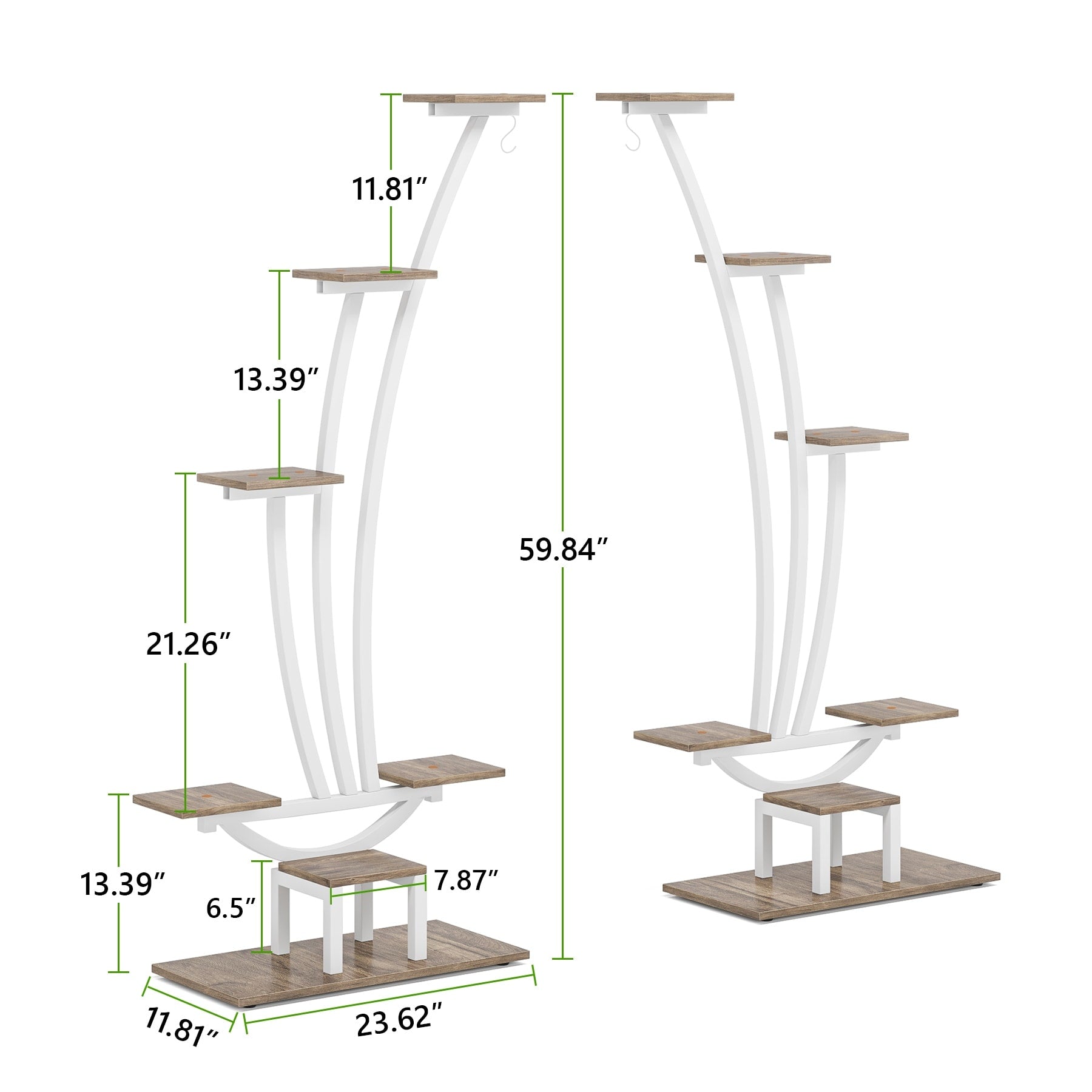 Support à plantes d'intérieur, étagère à fleurs 6 niveaux pour jardin domestique - lot de 2