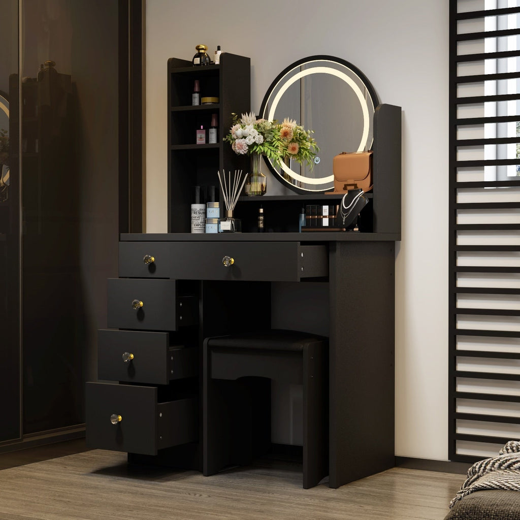 Ensemble coiffeuse table de maquillage avec miroir à écran tactile & tabouret