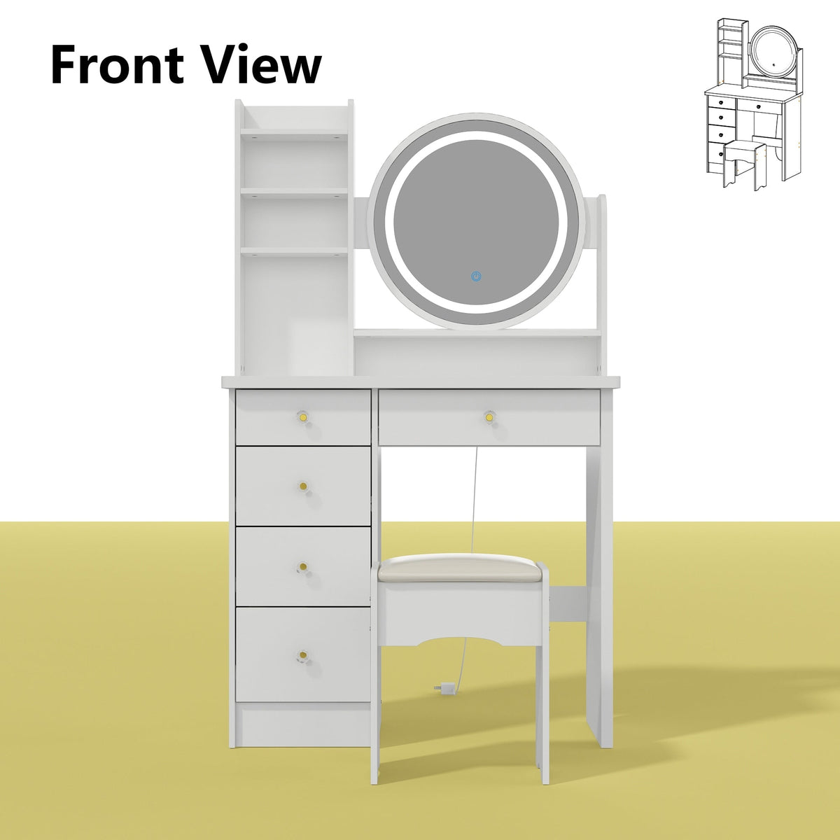 Ensemble coiffeuse table de maquillage avec miroir à écran tactile & tabouret