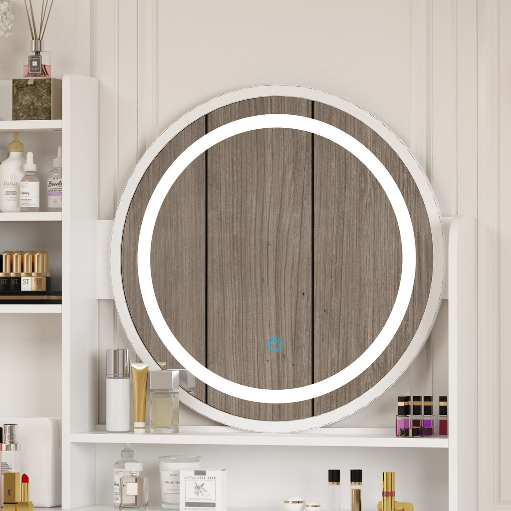 Ensemble coiffeuse table de maquillage avec miroir à écran tactile & tabouret