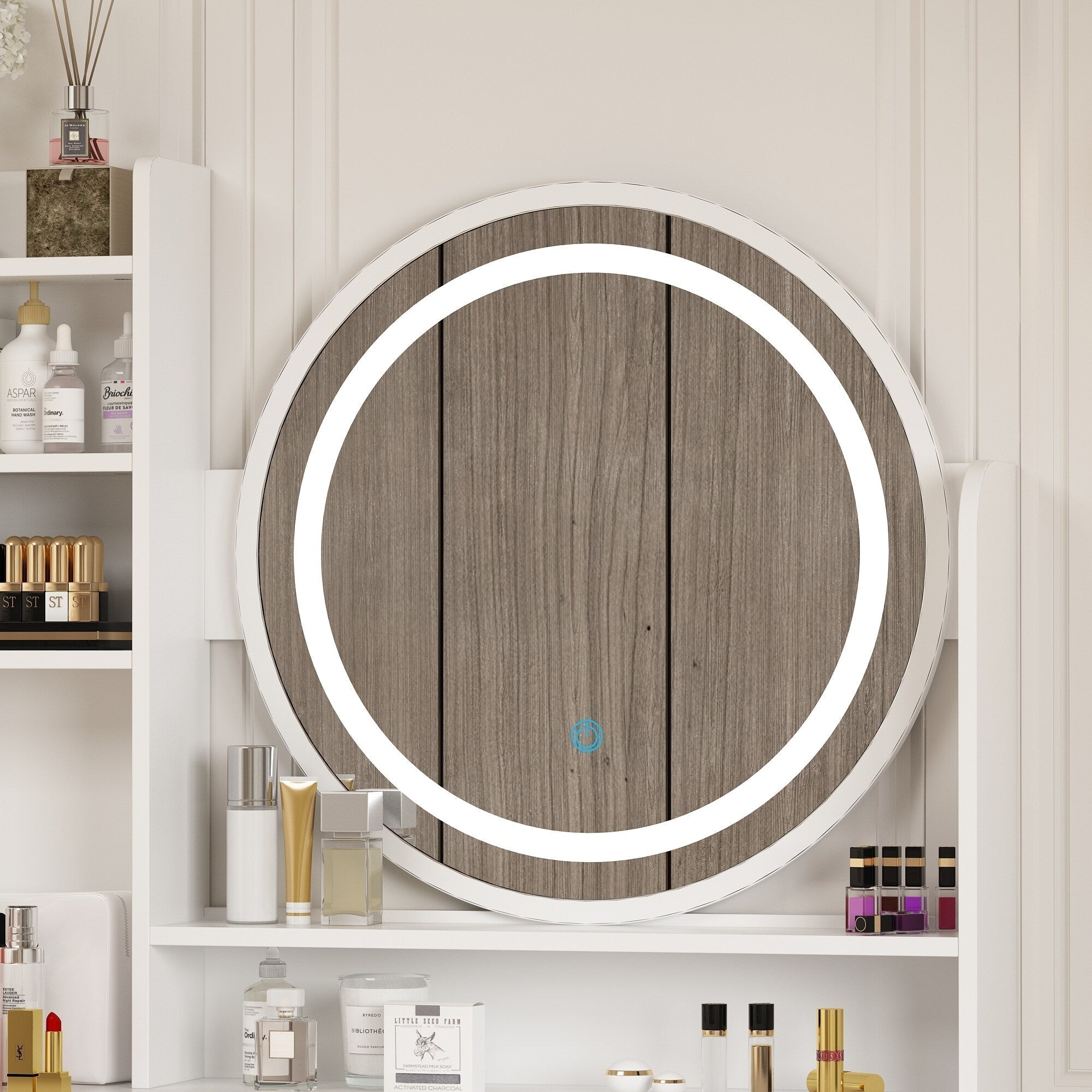 Ensemble coiffeuse table de maquillage avec miroir à écran tactile & tabouret