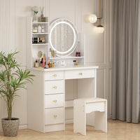 Ensemble coiffeuse table de maquillage avec miroir à écran tactile & tabouret