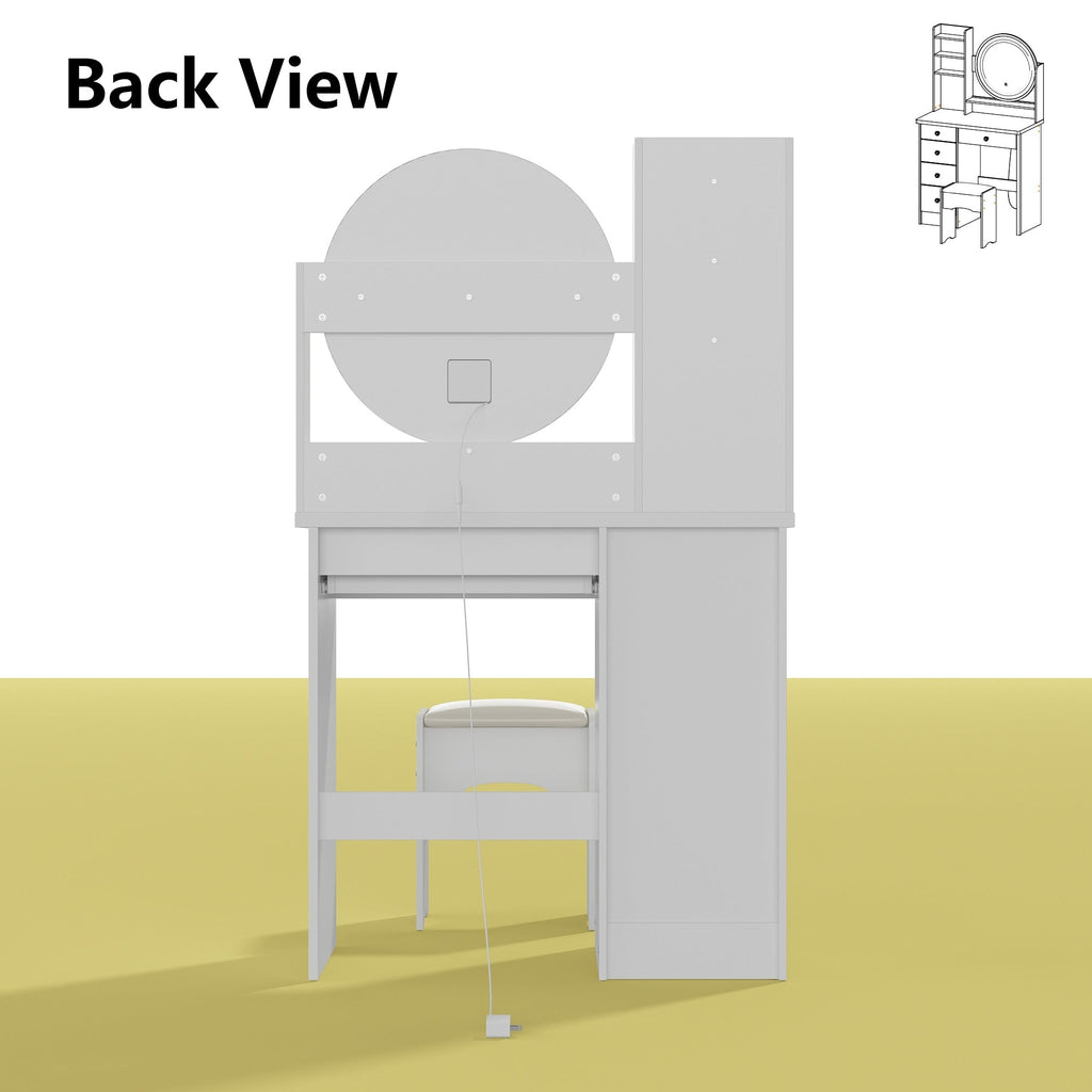 Ensemble coiffeuse table de maquillage avec miroir à écran tactile & tabouret
