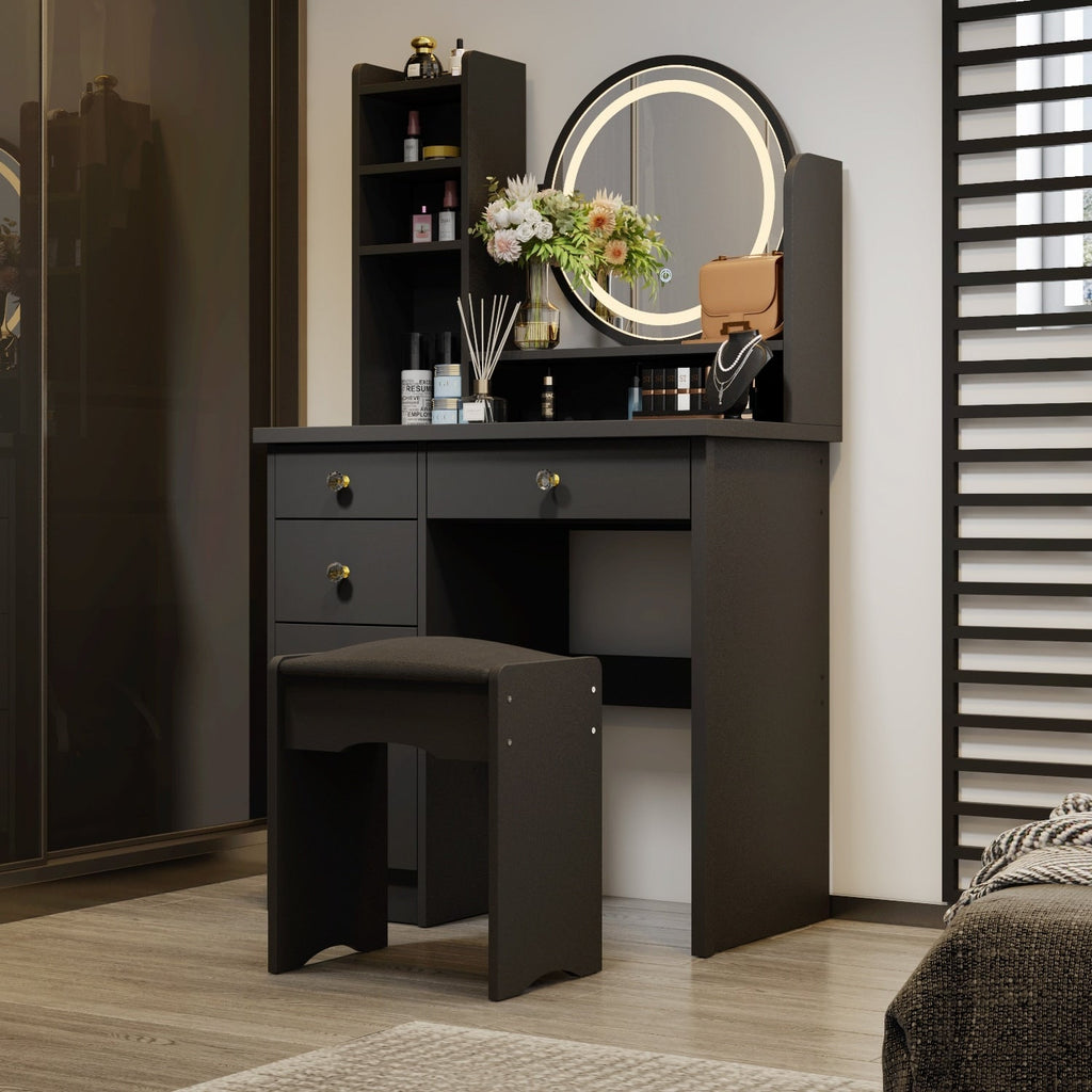 Ensemble coiffeuse table de maquillage avec miroir à écran tactile & tabouret