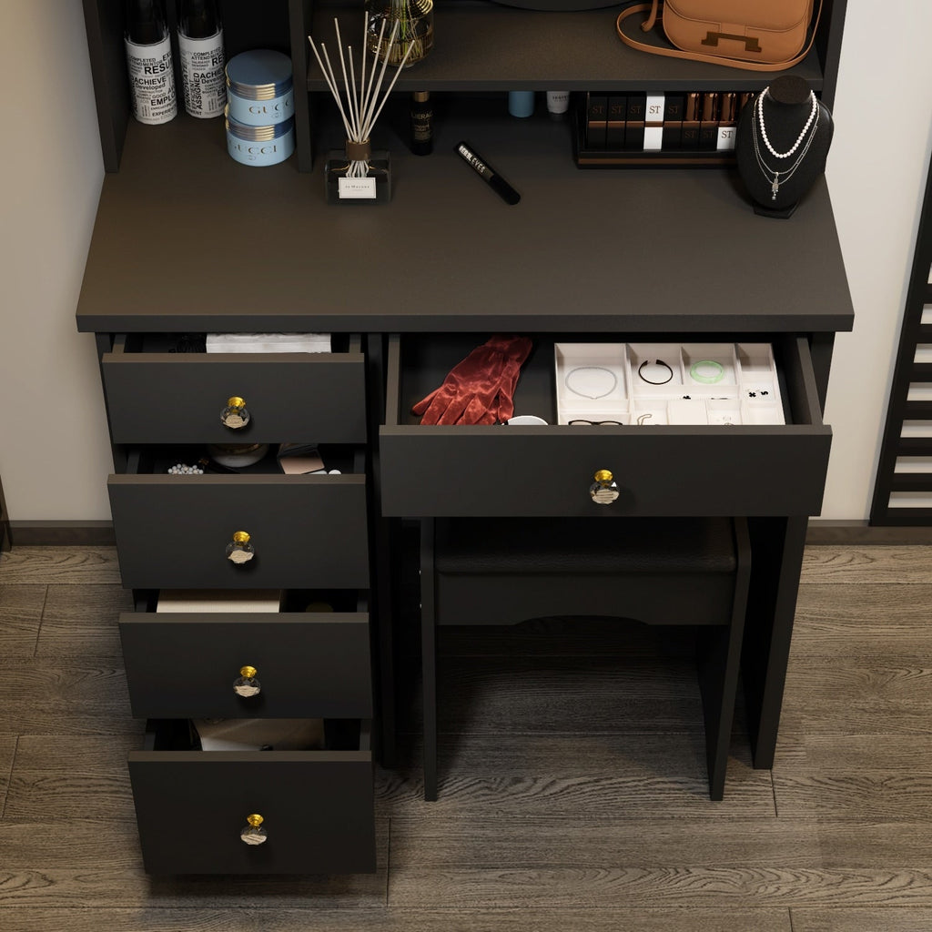 Ensemble coiffeuse table de maquillage avec miroir à écran tactile & tabouret
