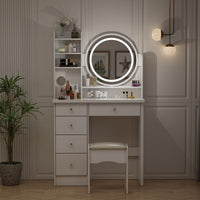 Ensemble coiffeuse table de maquillage avec miroir à écran tactile & tabouret