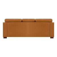 Canapé moderne en cuir véritable avec pieds en bois & coussin traversin supplémentaire