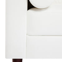 Canapé moderne en cuir véritable avec pieds en bois & coussin traversin supplémentaire