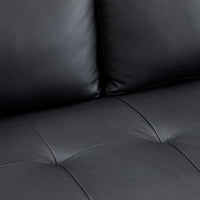 Canapé moderne en cuir véritable avec pieds en bois & coussin traversin supplémentaire