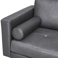 Canapé moderne en cuir véritable avec pieds en bois & coussin traversin supplémentaire