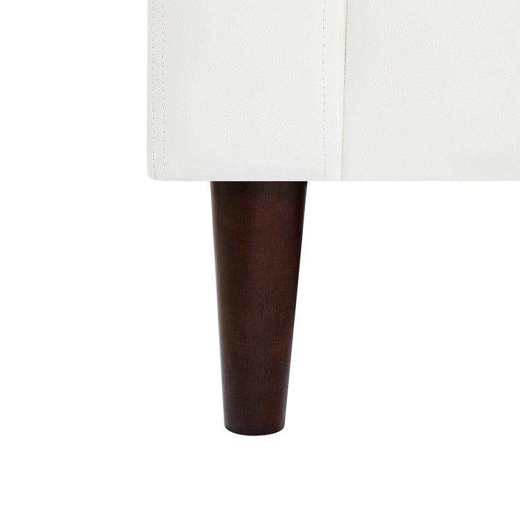 Canapé moderne en cuir véritable avec pieds en bois & coussin traversin supplémentaire