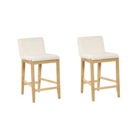 Gracie Tabouret de bar moderne, chaise rembourrée en bouclette et pieds en bois brossé