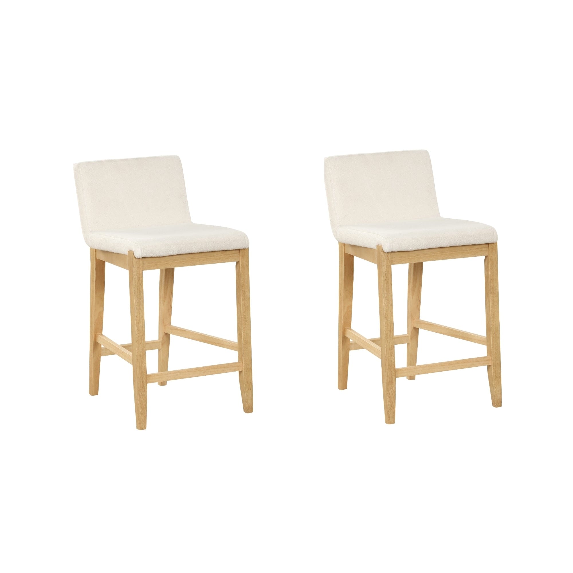Gracie Tabouret de bar moderne, chaise rembourrée en bouclette et pieds en bois brossé