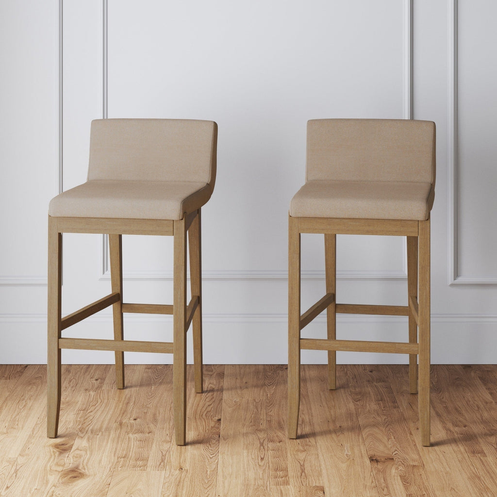 Gracie Tabouret de bar moderne, chaise rembourrée en bouclette et pieds en bois brossé