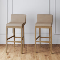 Gracie Tabouret de bar moderne, chaise rembourrée en bouclette et pieds en bois brossé
