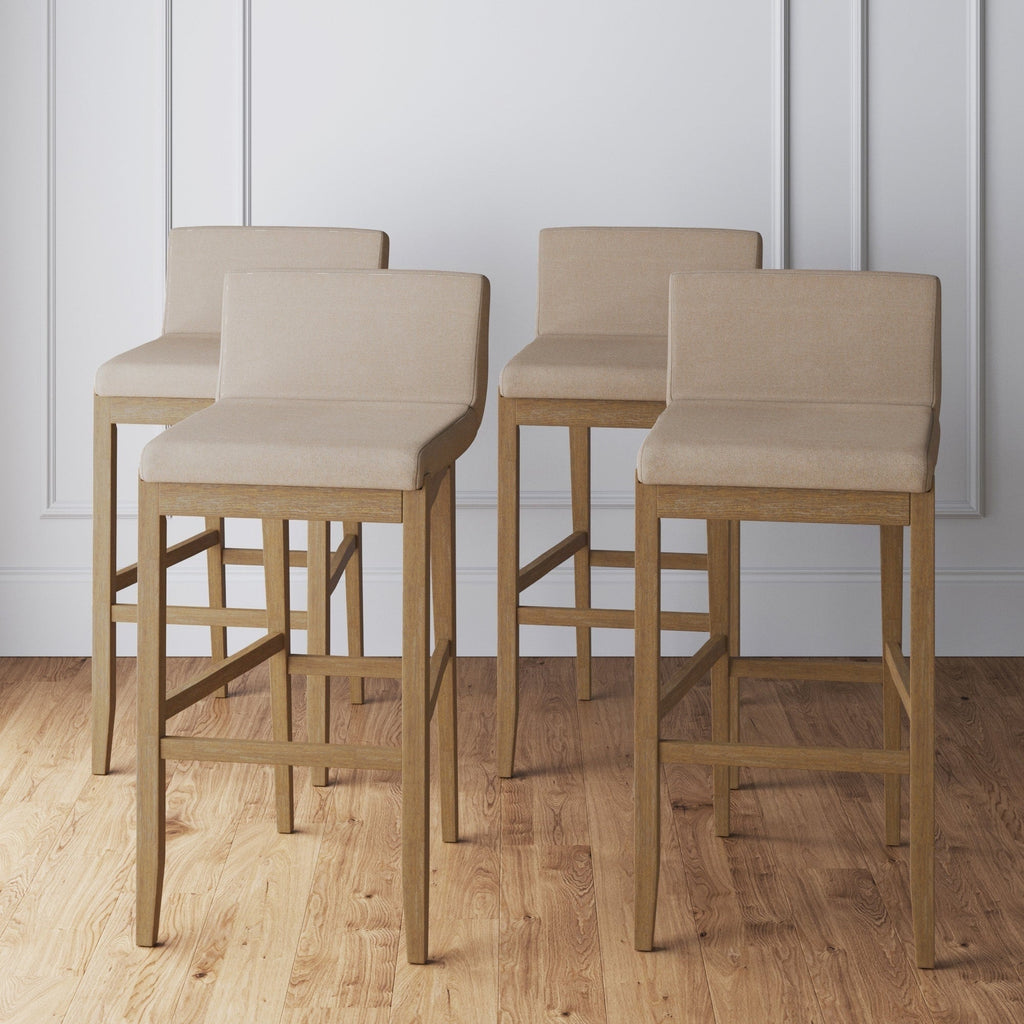 Gracie Tabouret de bar moderne, chaise rembourrée en bouclette et pieds en bois brossé