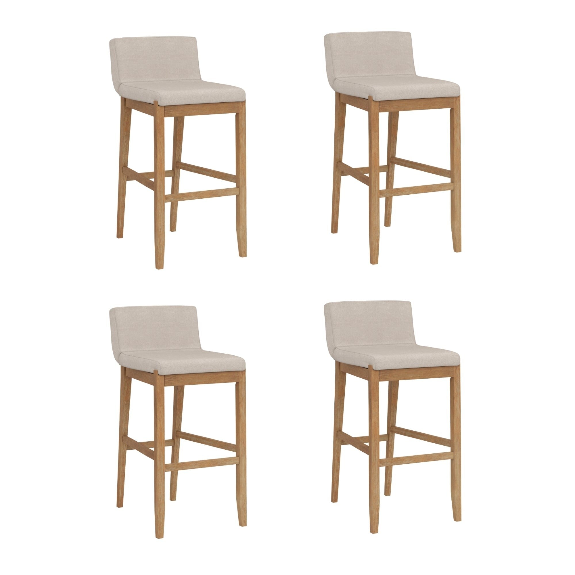 Gracie Tabouret de bar moderne, chaise rembourrée en bouclette et pieds en bois brossé