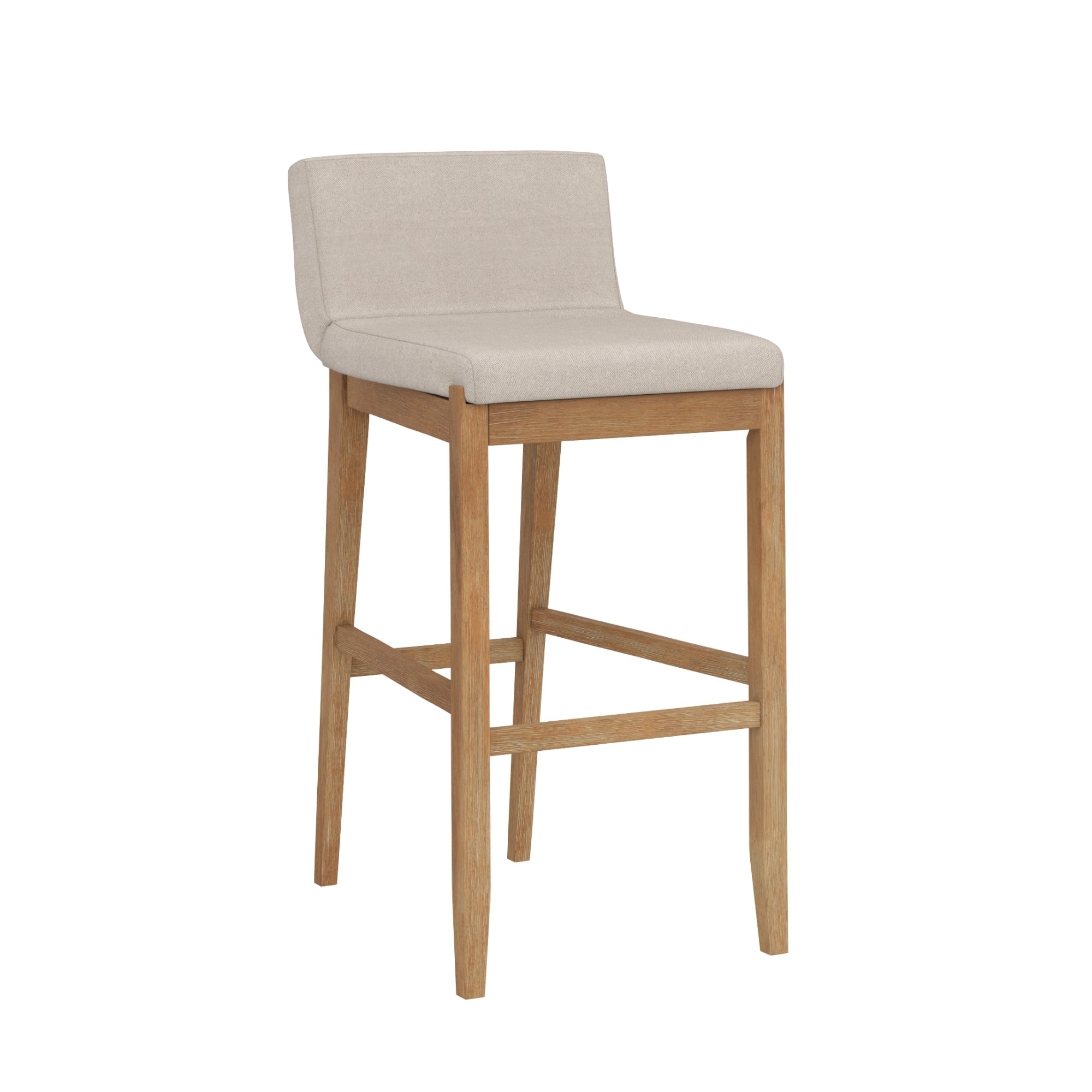 Gracie Tabouret de bar moderne, chaise rembourrée en bouclette et pieds en bois brossé