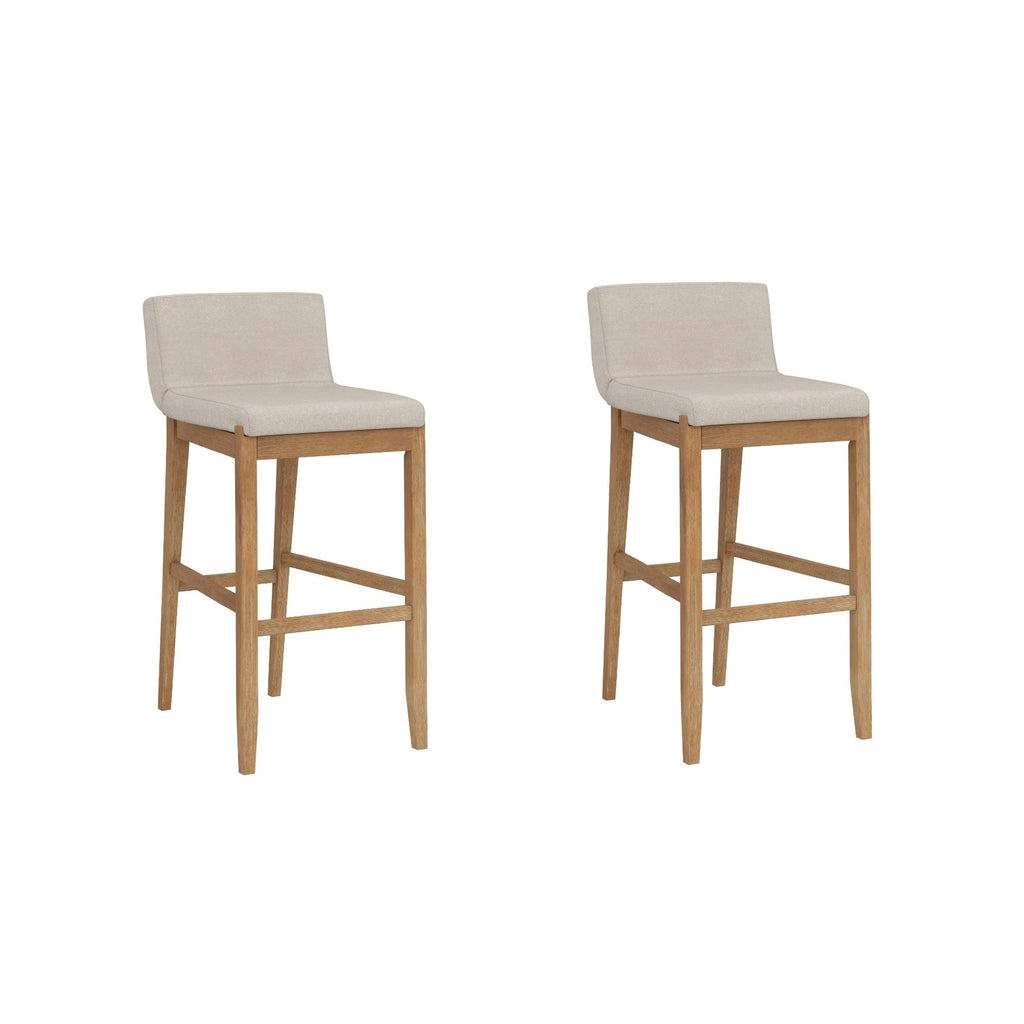 Gracie Tabouret de bar moderne, chaise rembourrée en bouclette et pieds en bois brossé