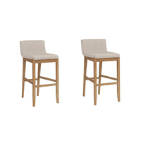 Gracie Tabouret de bar moderne, chaise rembourrée en bouclette et pieds en bois brossé