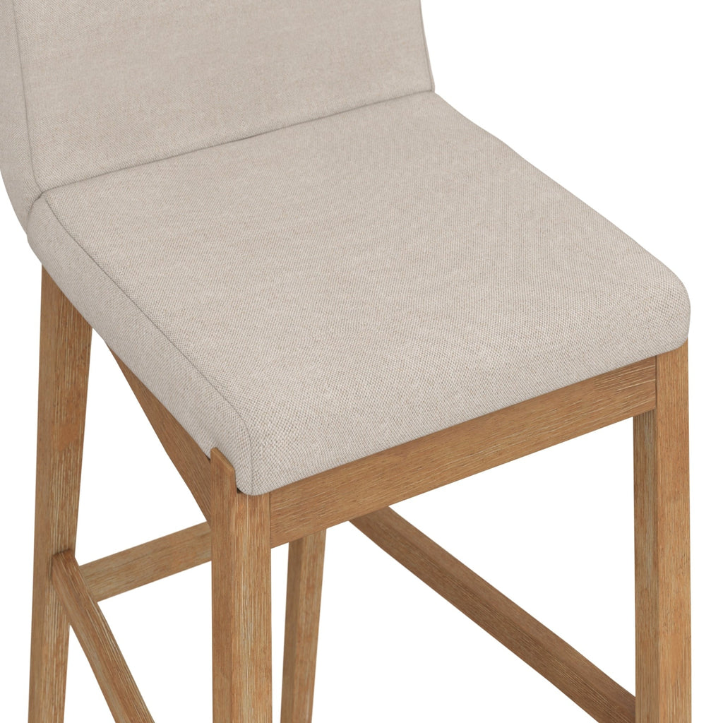Gracie Tabouret de bar moderne, chaise rembourrée en bouclette et pieds en bois brossé