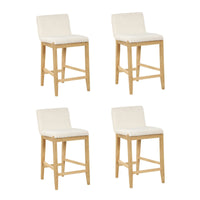 Gracie Tabouret de bar moderne, chaise rembourrée en bouclette et pieds en bois brossé