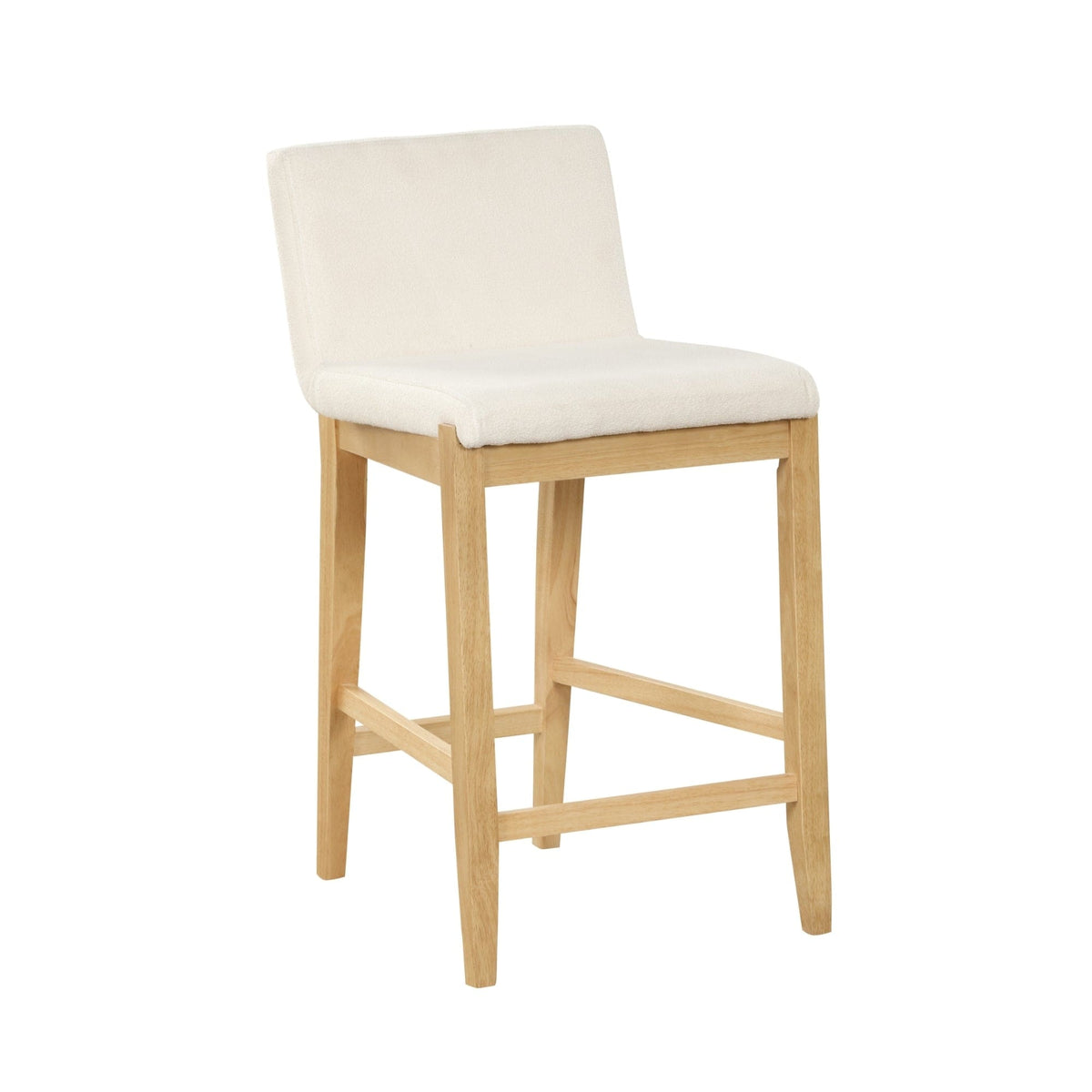 Gracie Tabouret de bar moderne, chaise rembourrée en bouclette et pieds en bois brossé