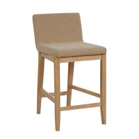 Gracie Tabouret de bar moderne, chaise rembourrée en bouclette et pieds en bois brossé
