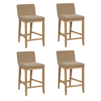 Gracie Tabouret de bar moderne, chaise rembourrée en bouclette et pieds en bois brossé