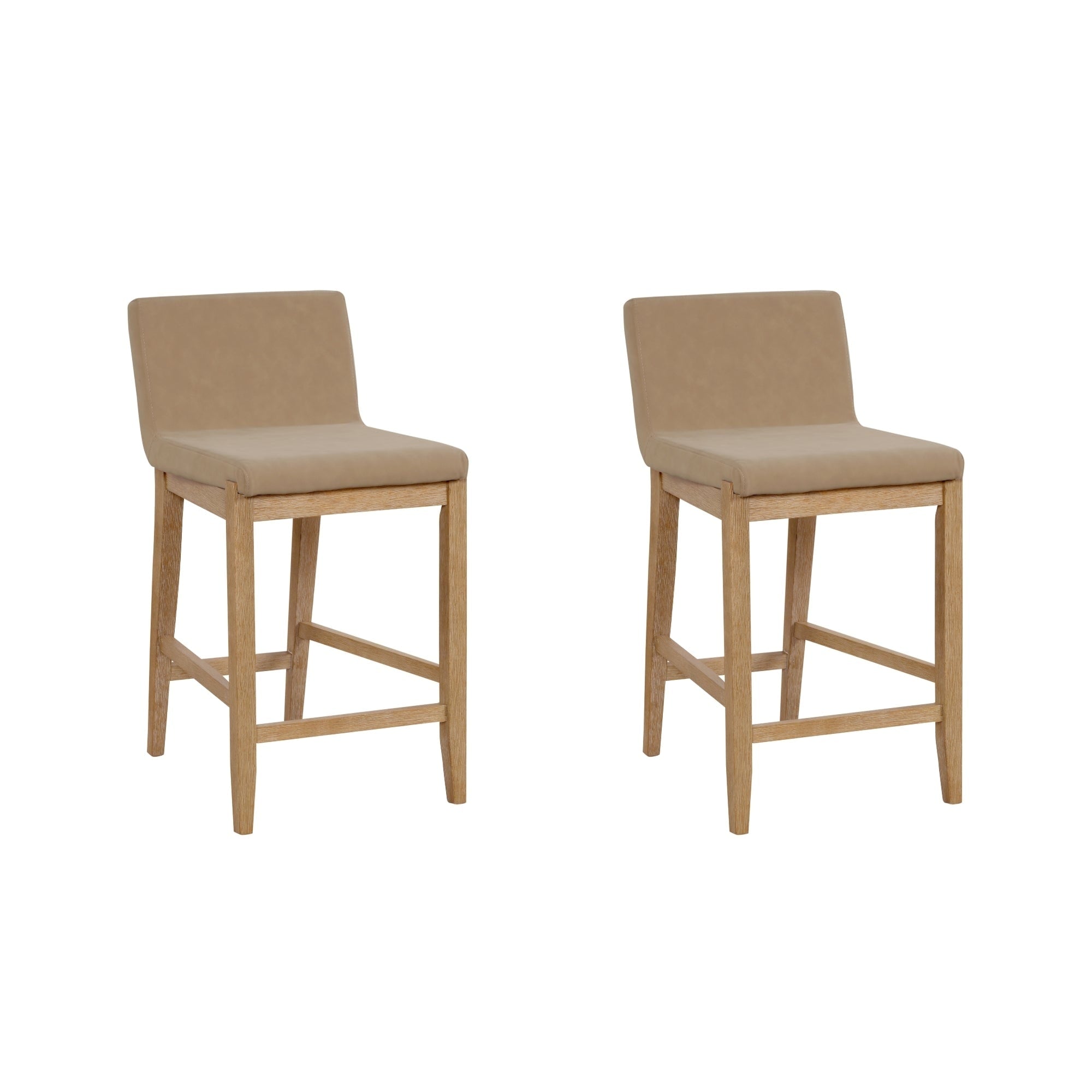 Gracie Tabouret de bar moderne, chaise rembourrée en bouclette et pieds en bois brossé