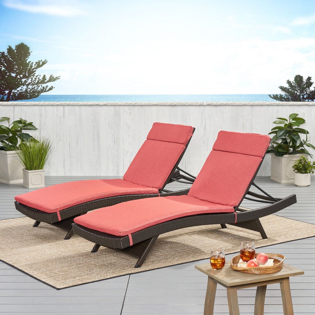 Salem Ensemble de coussins d'extérieur pour méridienne - coussins uniquement (lot de 2) par Christopher Knight Home - 79.25L x 27.50l x 1.50H