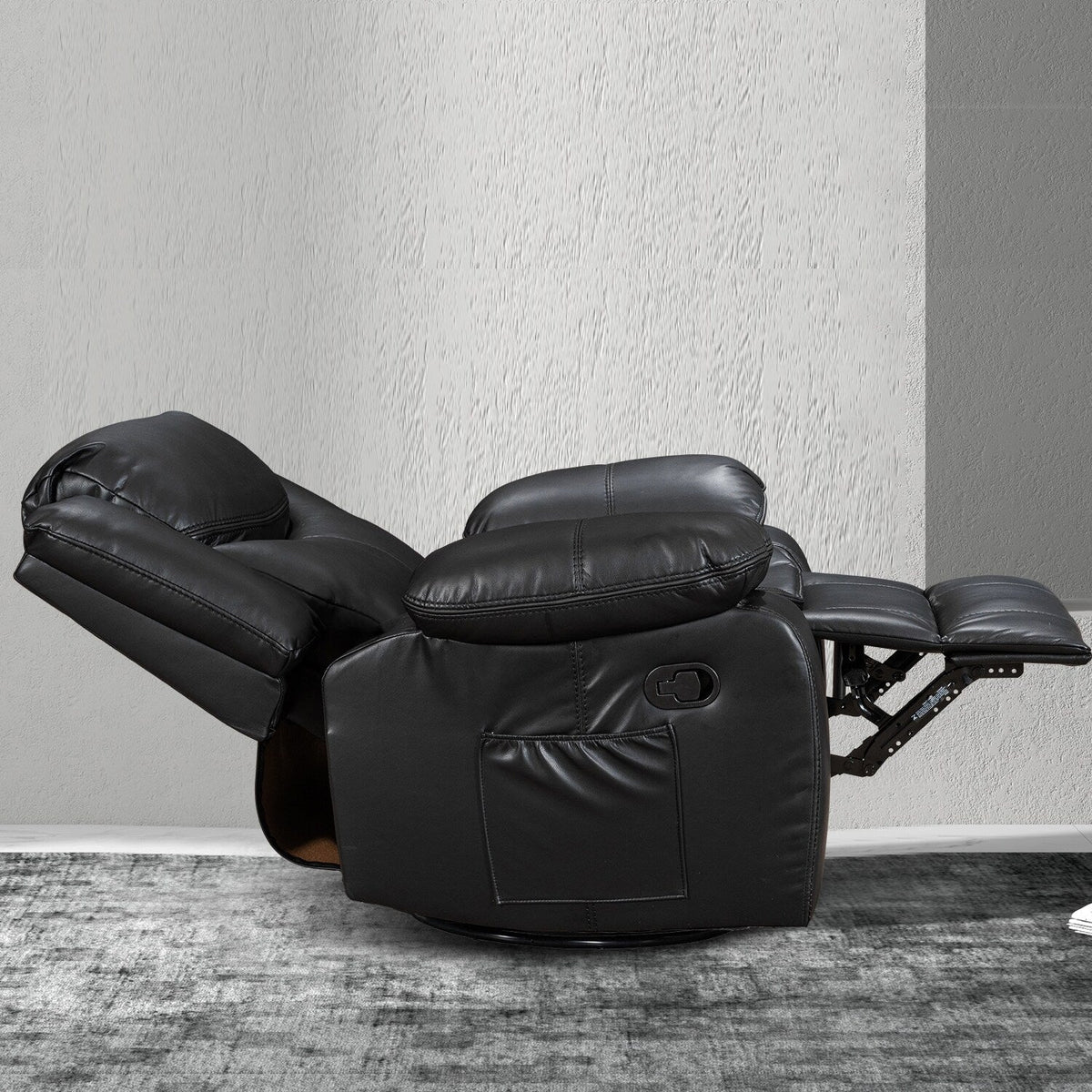 Fauteuil inclinable de massage et chaleur en cuir durable à assise large