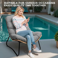 Chaises Papasan d'extérieur avec coussin en rotin PE, chaises cosy de patio avec table d'appoint