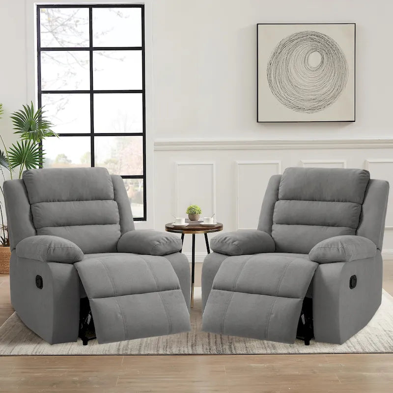 Ensemble de 2 fauteuils inclinables manuels classiques et traditionnels